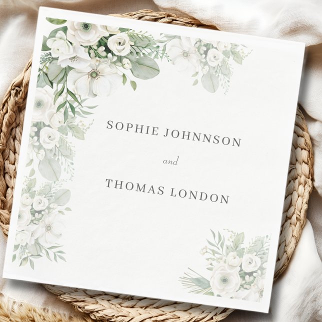 Dusty grüne Rose Aquarell Hochzeit Serviette (Von Creator hochgeladen)