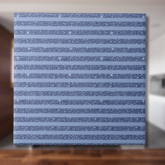 Dusty Indigo Glitter Style Horizontale Streifen Fliese (Von Creator hochgeladen)