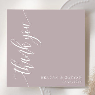 Dusty Lavender Calligraphy Script Wedding Dankeskarte