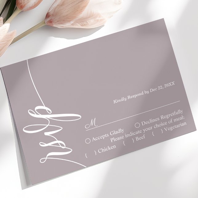 Dusty Lavender Calligraphy Wedding RSVP Card (Von Creator hochgeladen)