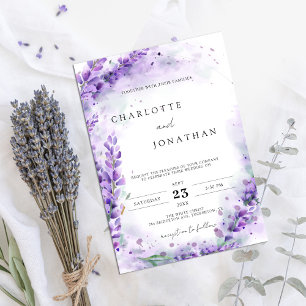 Dusty Lavender Foliage Moderne Wasserfarbenhochzei Einladung