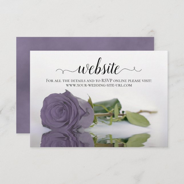 Dusty Lavender Lila Rose Elegante Wedding Website Begleitkarte (Vorne/Hinten)