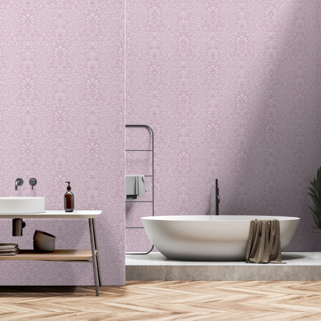 Dusty Lavender Line Art Nouveau Tapete (Badezimmer)