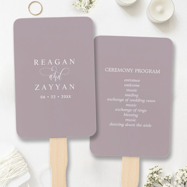 Dusty Lavender Minimalistisch Wedding Program Fächer (Von Creator hochgeladen)