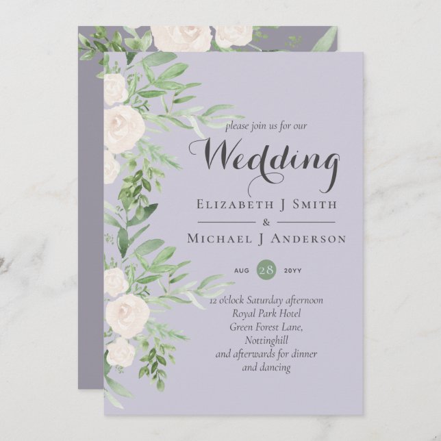 Dusty Lavender Sage Floral Wedding BUDGET (Vorne/Hinten)