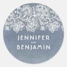 Dusty Light Blue und White Lace Vintage Wedding