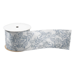 Dusty Light Blue Wedding Vintag Botanical Satin R Satinband