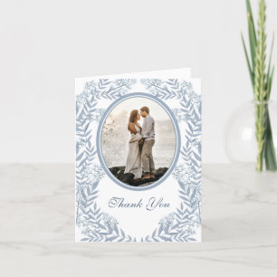 Dusty Light Blue Wedding Vintag Dankeskarte