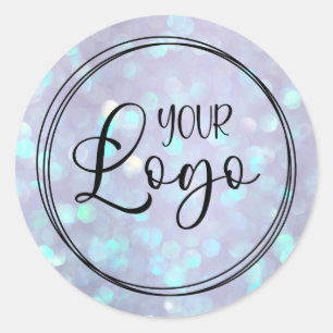 Dusty Lila Aqua Holographic Bokeh Logo Runder Aufkleber