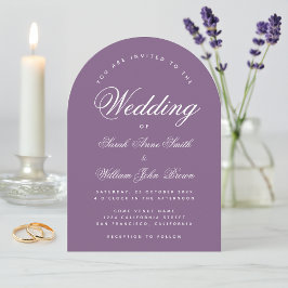 Dusty Lila Arch Wedding Simple Script Modern Einladung