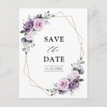 Dusty Lila Blooms Geometric Save the Date