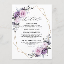 Dusty Lila Blooms Geometric Wedding Details Begleitkarte