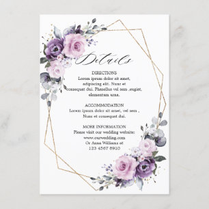 Dusty Lila Blooms Geometric Wedding Details Begleitkarte