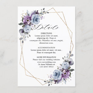 Dusty Lila Blooms Geometric Wedding Details Begleitkarte