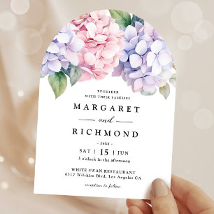 Dusty Lila & Blush Pink Hydrangea Blumenhochzeit Einladung