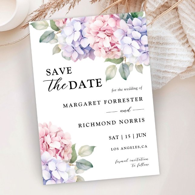 Dusty Lila & Blush Pink Hydrangea Save the Date Einladung (Von Creator hochgeladen)