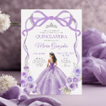 Dusty Lila Bow Prinzessin Silver Crown Quinceañera Einladung<br><div class="desc">EDITABLE Dusty Lila Bow Prinzessin Silver Crown Quinceañera Einladung Dusty Lila BlumenPrinzessinnen Kostüme Quinceañera 15. Mädchen Geburtstag Einladung Silver Crown Mis Quince Anos,  15. Geburtstagsparty</div>
