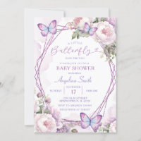 Dusty Lila Butterfly Girl Floral Baby Dusche