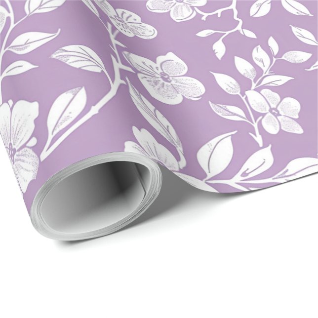 Dusty Lila Chinoiserie Dekoupage Geschenkpapier (Rolleneckpunkt)