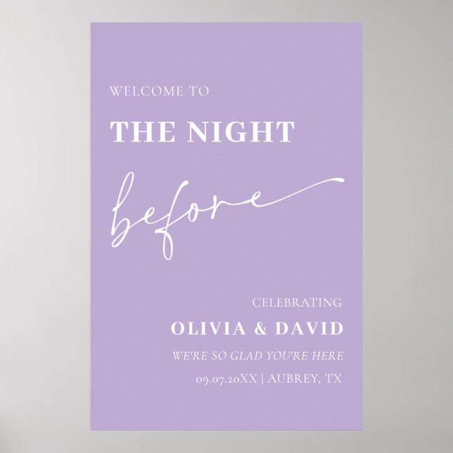 Dusty Lila die Nacht vor der Probe unterzeichnen Poster (Vorne)