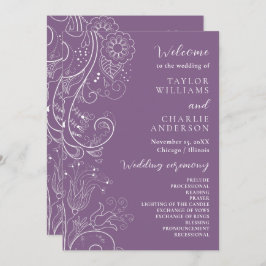 Dusty Lila Elegant Floral Wedding Program Programm