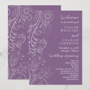 Dusty Lila Elegant Floral Wedding Program Programm