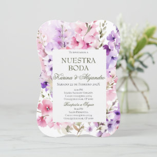 Dusty Lila Floral Elegant Boho Hochzeit Einladung