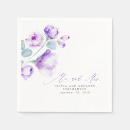 Dusty Lila Floral Elegant Mr. and Mrs. Wedding Serviette