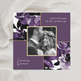 Dusty Lila Floral Foto Hochzeit speichern das Datu Save The Date