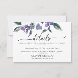 Dusty Lila Floral Garden Wedding Details Card RSVP Karte