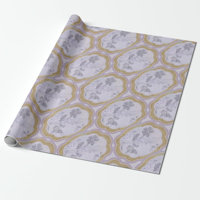 Dusty Lila Floral Medallion Geschenkpapier (Ungerollt)