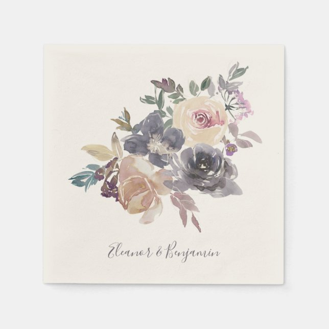Dusty Lila Floral Water Wedding Custom Serviette (Vorderseite)