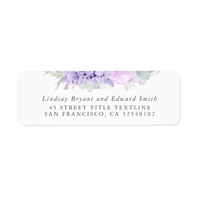 Dusty Lila Floral Wedding Label (Vorne)
