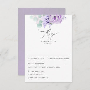 Dusty Lila Floral Wedding RSVP