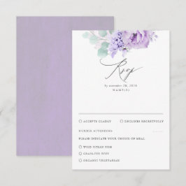 Dusty Lila Floral Wedding RSVP Karte