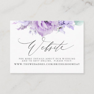Dusty Lila Floral Wedding Website Card Visitenkarte
