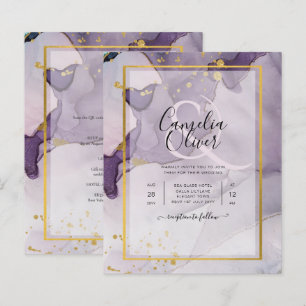 Dusty Lila Gold Alcohol INK Abstrakt Wedding