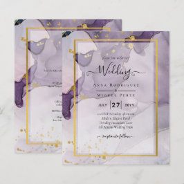 Dusty Lila Gold Alcohol INK Abstrakt Wedding