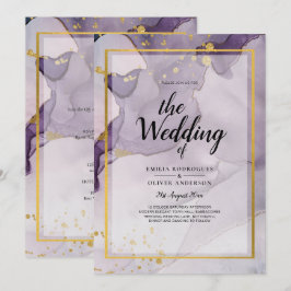 Dusty Lila Gold Alcohol INK Abstrakt Wedding Einladung