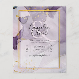 Dusty Lila Gold Alcohol INK Abstrakt Wedding Flyer
