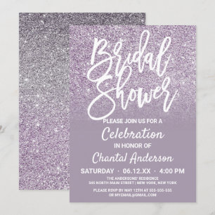 Dusty Lila Gray Imitats Glitzer Ombre Brautparty Einladung