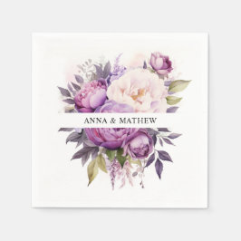 Dusty Lila Lavender Floral Boho Hochzeit Serviette
