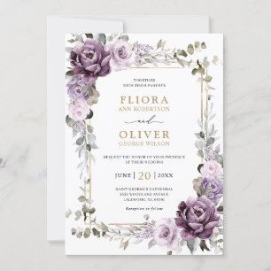 Dusty Lila Lavender Gold Geometric Wedding Einladung