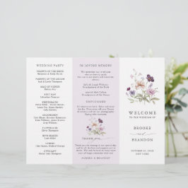 Dusty Lila Lavender Wildblume Hochzeitsprogramm