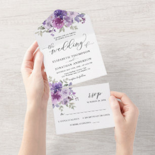 Dusty Lila Lilac Floral Wedding Details UAWG All In One Einladung