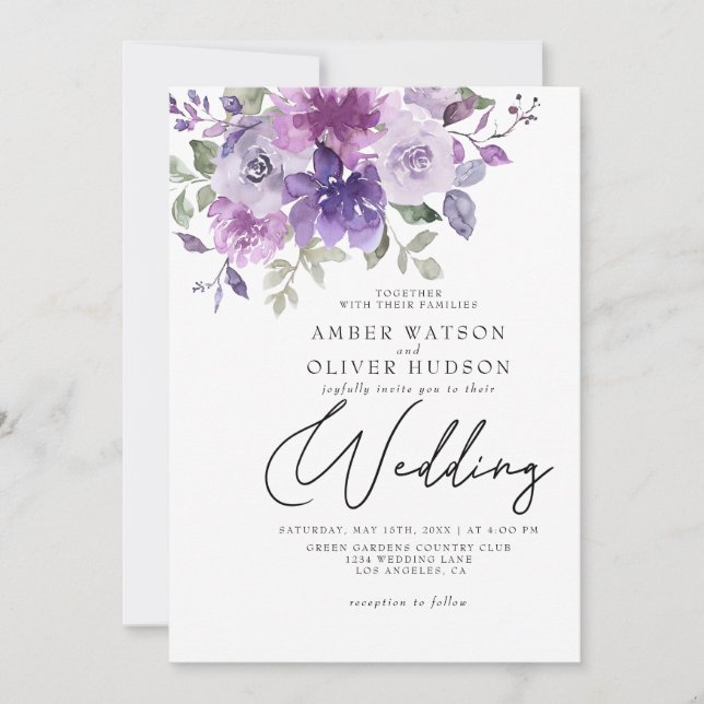 Dusty Lila Mauve Lilac Floral Garden Wedding Einladung (Vorderseite)