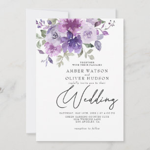 Dusty Lila Mauve Lilac Floral Garden Wedding Einladung