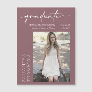 Dusty Lila Minimal Script Foto Graduate Magnet