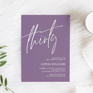 Dusty Lila Minimalistisch 30. Geburtstag Einladung