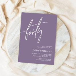 Dusty Lila Minimalistisch 40. Geburtstag Einladung